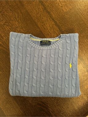 Polo by Ralph Lauren Blue Cable Knit Crewneck Sweater